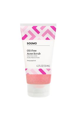 Amazon Brand - Solimo Oil-free Pink Grapefruit Facial Scrub, 2% Salicylic Acid Acne Medication, Dermatologist Tested, 4.2 fl oz (Pack of 1)