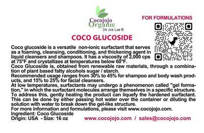 cocojojo Decyl Glucoside Natural Surfactant - Surfactants for Soap Making, Lauryl Glucoside, DIY Shower Gel, Skin Care, Body and Face Wash, Plant Derived, Natural - 16 Oz