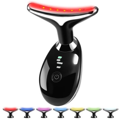 Face Neck Beauty Device, 7 Color Led Face Neck Massager,Multifunctional Facial Skin Care Tool, Ideal for Home Skin Care (Black)