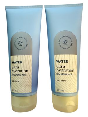 Bath &amp; Body Works Water Ultra Hydration with Hyaluronic Acid Body Cream 8 Ounces Pack of 2
