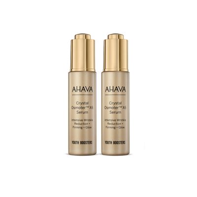 AHAVA Crystal Osmoter X6 Serum Duo Set, 1 Fl.Oz x 2 - Smooth oily lotion with Dead Sea Minerals &amp; Osmoter, to enhance skin radiance, provide firmness and treatment against wrinkles &amp; fine lines