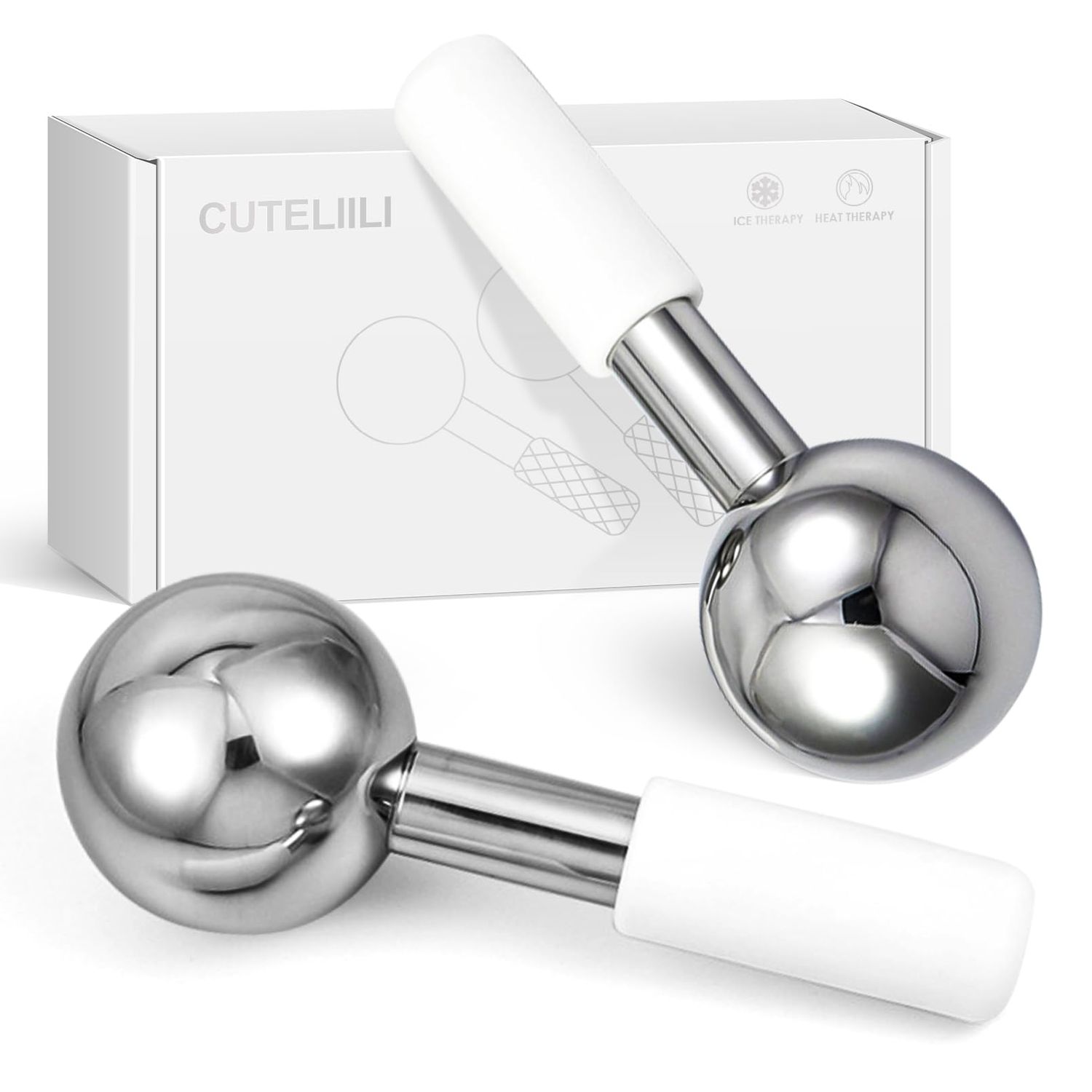 CUTELIILI Ice Globes for Face, Unbreakable Stainless Steel Ice Globes for Facials for Puffiness, Wrinkles,Ice Balls for Face Neck &amp; Eyes Skin Care