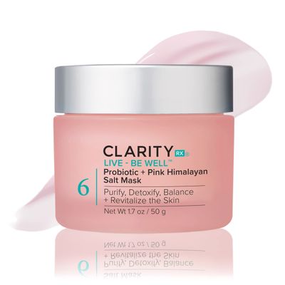 ClarityRx Live + Be Well Probiotic + Pink Himalayan Salt Face Mask, Natural Plant-Based Moisturizing Facial Treatment for All Skin Types, Reduces Redness, Acne &amp; Signs of Aging (1.7 oz)