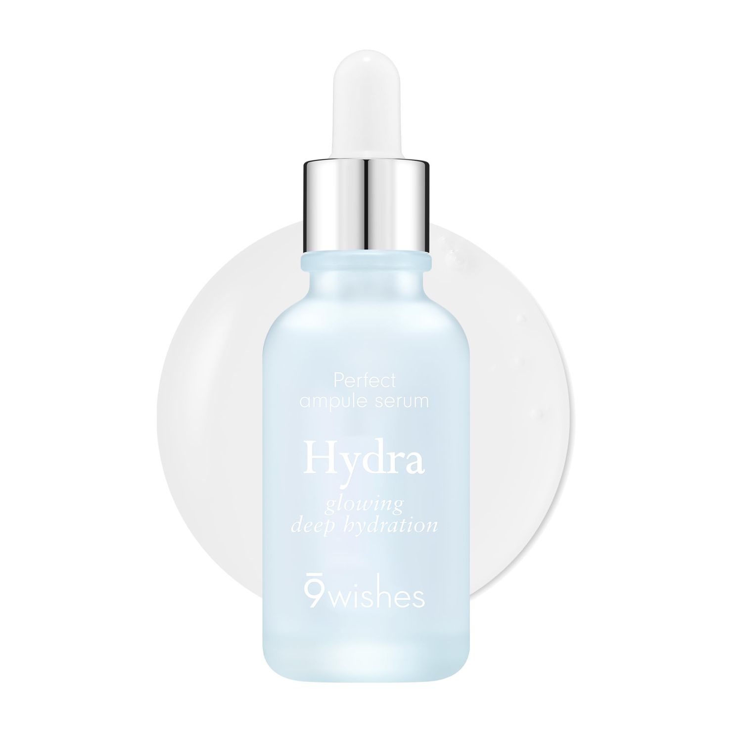 9 Wishes Hydra Ampoule Serum II (1.01 Fl. Oz.) - 55% Coconut Water and Hyaluronic Acid, Long-Lasting Moisture for 72 Hours, Korean Glass Skin Effect, Fragrance-Free and Soothing