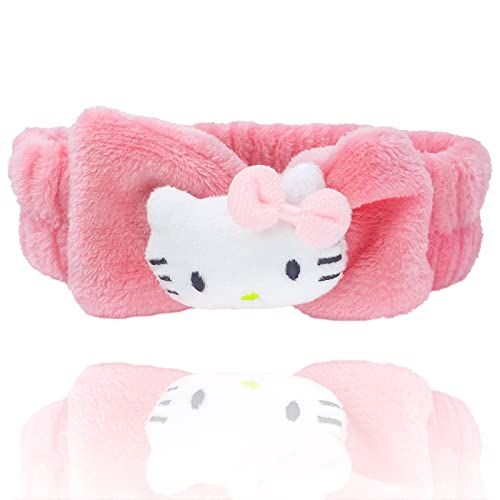 Bliqlriy Kawaii Spa Headband, Cute Headband for Women Facial Makeup, Washing, Party, Soft Microfiber Coral Skincare Shower Fluffy Towel Headbands Hair Band for Girls, Kii-ty