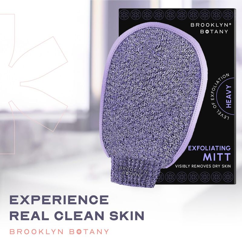 Brooklyn Botany Exfoliating Mitt for Bath and Shower - Heavy Duty Exfoliating Body Scrubber for Massage and Dead Skin Remover for Body - 1 Mitt