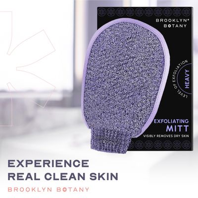Brooklyn Botany Exfoliating Mitt for Bath and Shower - Heavy Duty Exfoliating Body Scrubber for Massage and Dead Skin Remover for Body - 1 Mitt