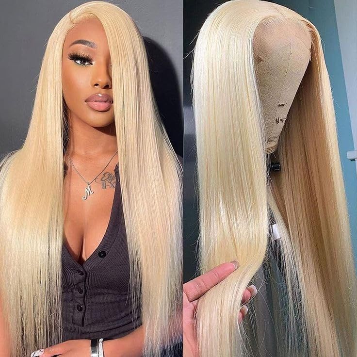 BZN 613 Lace Front Wig Human Hair 13x6 HD Transparent Lace Straight Wigs Human Hair Blonde Lace Front Wigs Human Hair Pre Plucked Blonde Wig Human Hair 26 Inch 200 Density