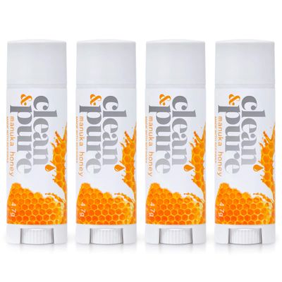 Clean &amp; Pure Beekeepers Favorite Lip Balms, 4 Pack | Manuka Honey Beauty Products | Lip Care Set With 100% All Natural Beeswax and Vitamin E Oil | Flavored Lip Balm for Dry, Chapped Lips