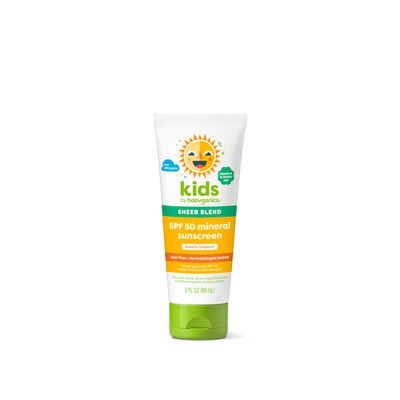 Babyganics SPF 50 Mineral Sunscreen Lotion, Sheer Blend, UVA UVB Protection, Octinoxate &amp; Oxybenzone Free, Water Resistant, Totally Tropical, 3 oz