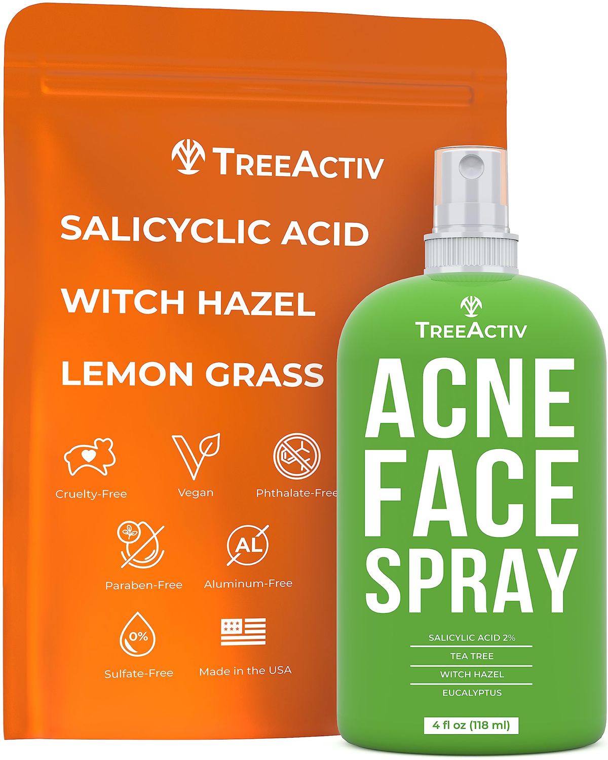 Acne Treatment Face Spray, 4 fl oz Facial Spray with Witch Hazel, Salicylic Acid Spray for Acne Prone and Oily Skin, Acne Spray for Hormonal, Severe Cystic Acne, Skin Clearing Toner, 1000 Sprays
