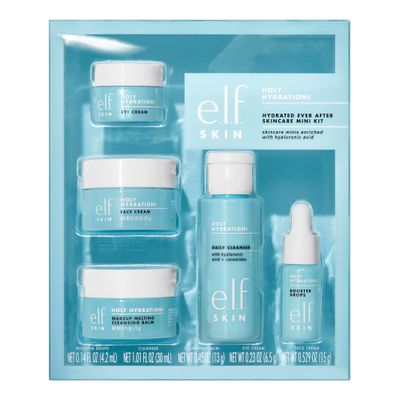 e.l.f. SKIN Holy Hydration! Hydrated Ever After Skincare Mini Kit, Cleanser, Makeup Remover, Moisturiser &amp; Eye Cream For Hydrating Skin, Airplane-Friendly Sizes