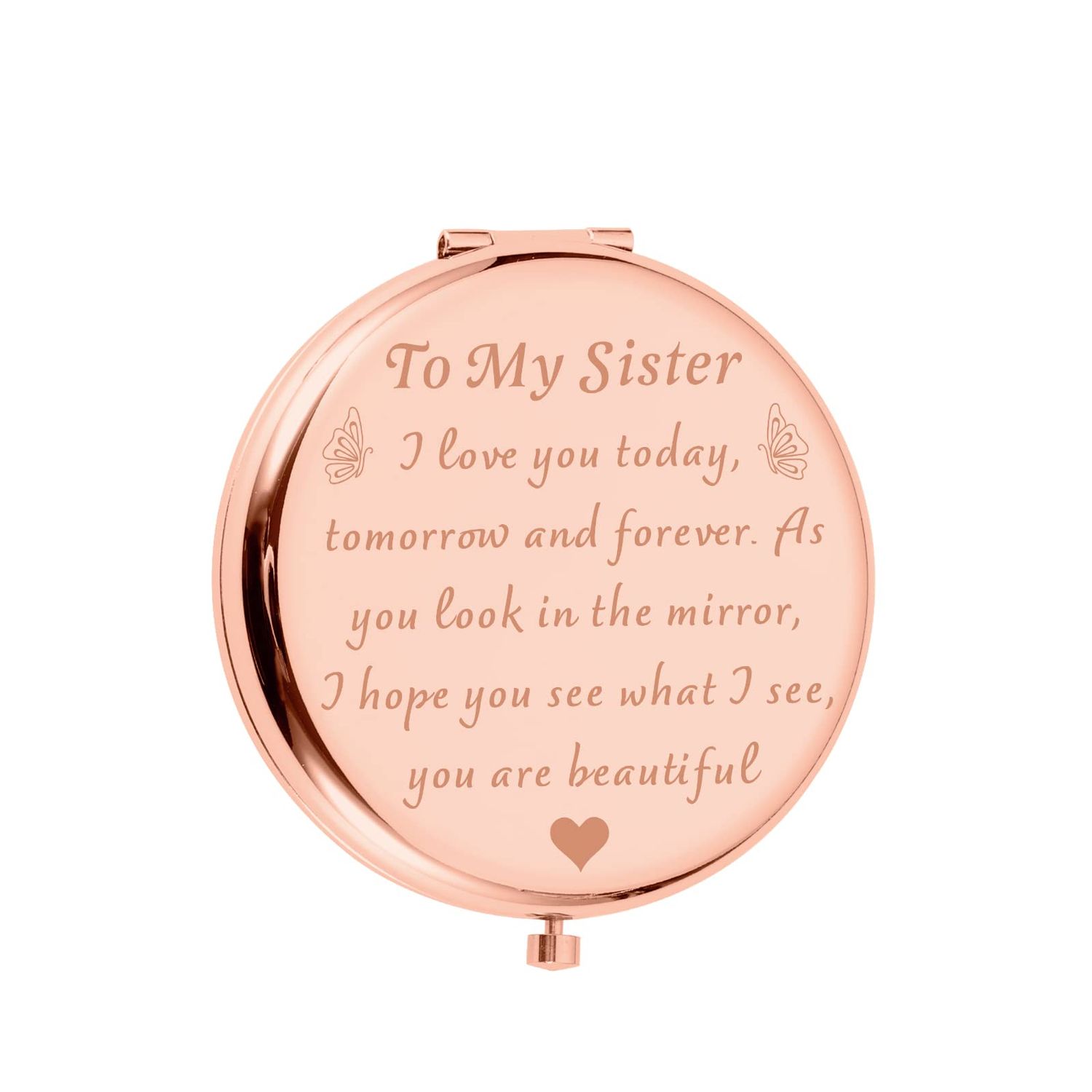 Birthday Gift for Sisters Compact Mirror from Sister Brother Friend Christmas Graduation Friendship Gift for Best Friend Big Little Sister Women Valentine Wedding Travel Makeup Gift for Girl Her