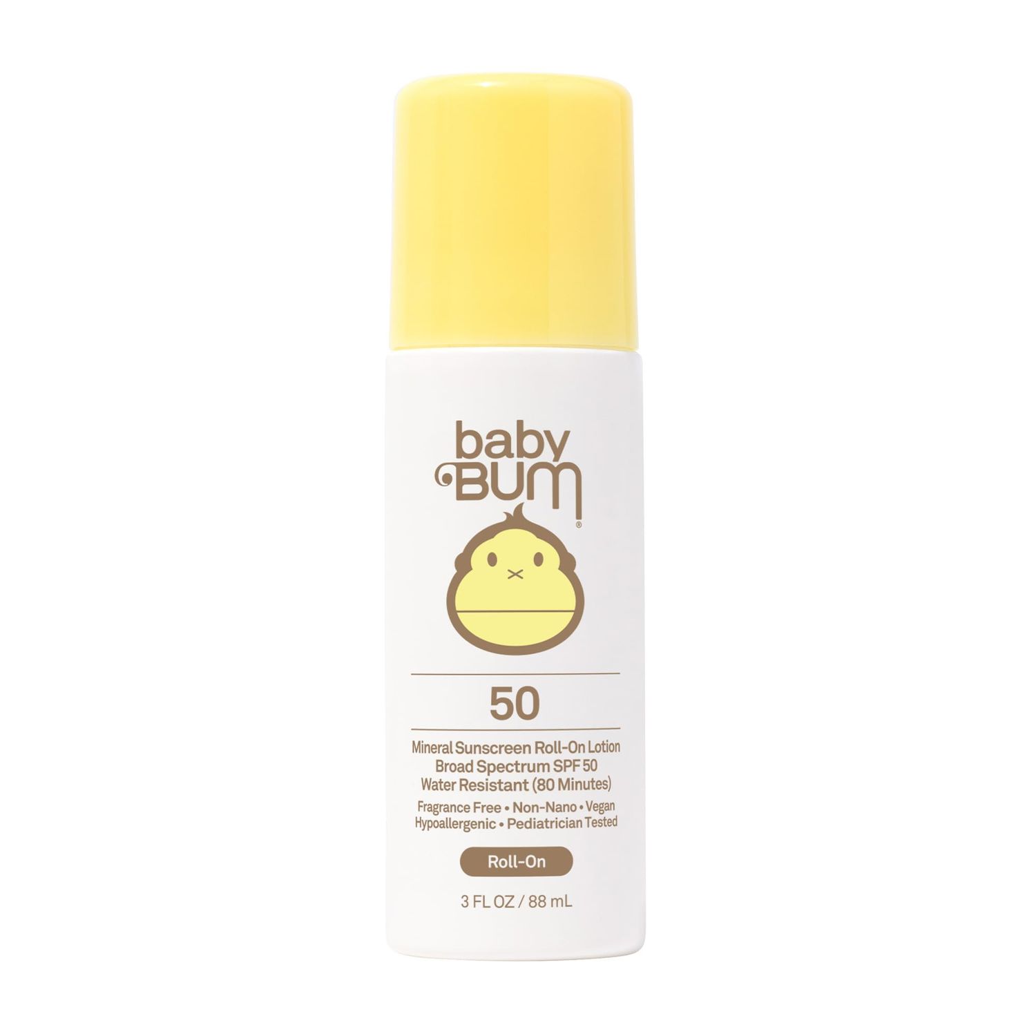 Baby Bum Mineral SPF 50 Roll-On Sunscreen | Vegan and Hawaii 104 Act Compliant (Octinoxate &amp; Oxybenzone Free) Broad Spectrum Moisturizing UVA/UVB Easy Roller Ball Sunscreen Lotion
