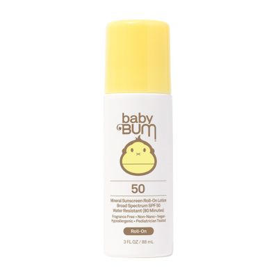 Baby Bum Mineral SPF 50 Roll-On Sunscreen | Vegan and Hawaii 104 Act Compliant (Octinoxate &amp; Oxybenzone Free) Broad Spectrum Moisturizing UVA/UVB Easy Roller Ball Sunscreen Lotion