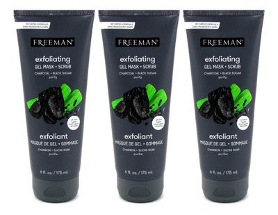 Freeman Facial Charcoal &amp; Black Sugar Polish Mask, 3 Count (Pack of 1)