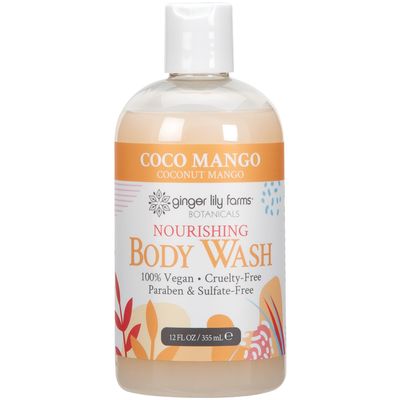 Ginger Lily Farms Botanicals Nourishing Body Wash, Coco Mango, 100% Vegan &amp; Cruelty-Free, Coconut Mango Scent, 12 Fl Oz