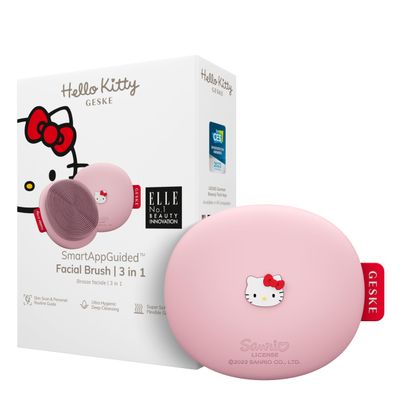 GESKE x Hello Kitty SmartAppGuided Facial Brush | 3 in 1 | Facial Cleansing Brush | Skin Cleansing Silicone Facial Brush | Routine Skincare | Gentle Cleansing | Facial Cleanser