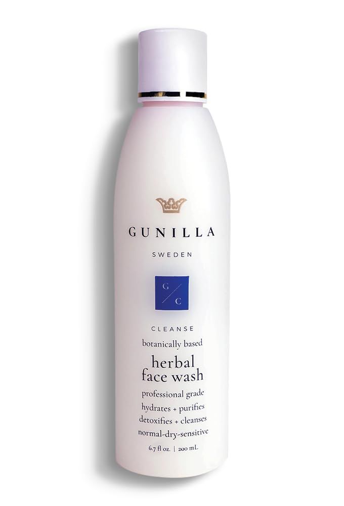 GUNILLA Herbal Face Wash - Very Gentle Daily Cream Cleanser for Dry, Normal, Sensitive Skin. Removes Dirt, Oil &amp; Impurities. Plant-Based. Vegan. Natural. Concentrated 6.7 oz