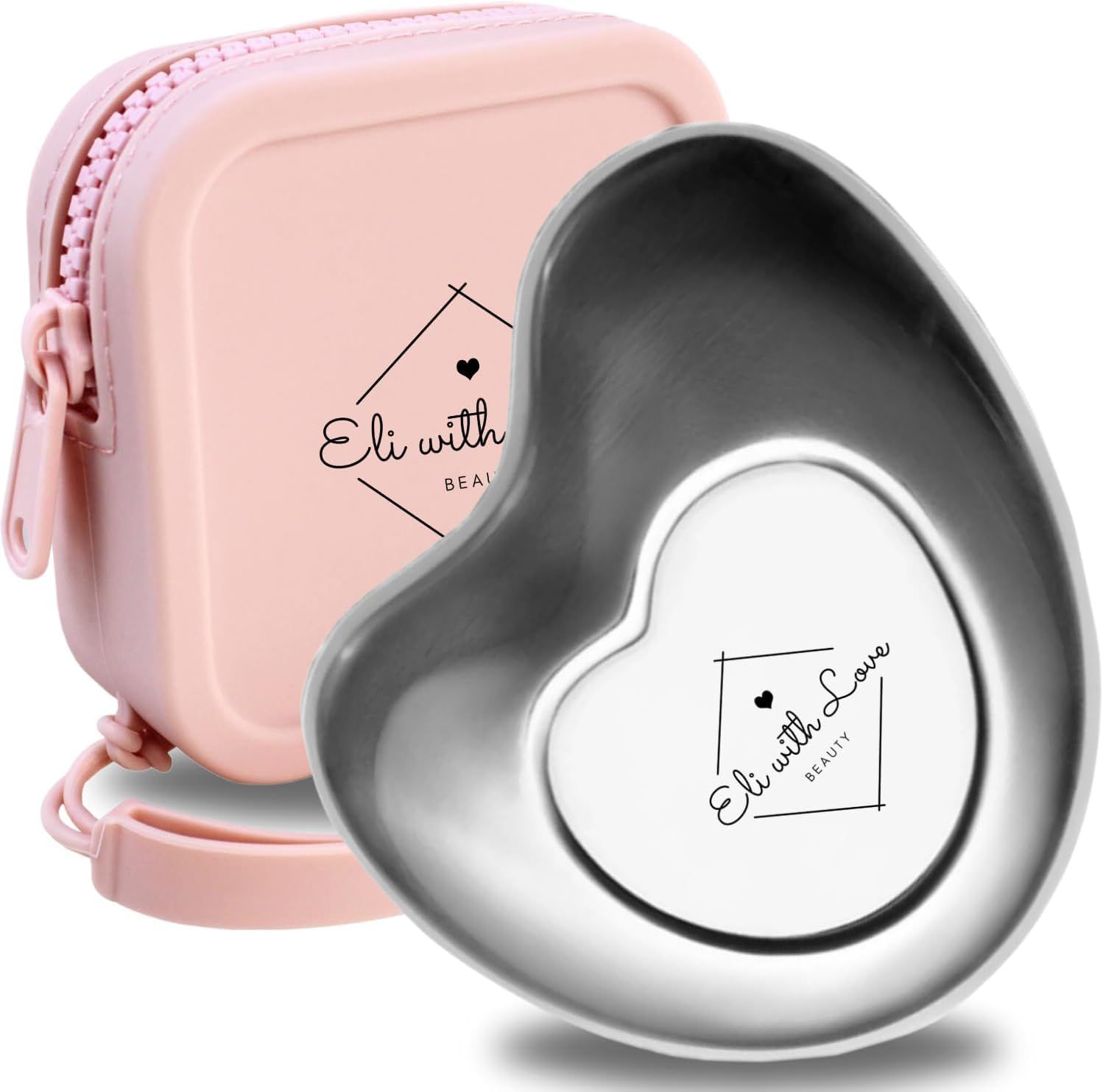 Eli with Love Advanced Stainless Steel Gua Sha GuaSha Board with Silicone Carry Case - Gua Sha Facial Tools for Skin Care - Metal Jaw Sculpting and Eyebrow Lifting Beauty Tool for Face Massage (Pink)
