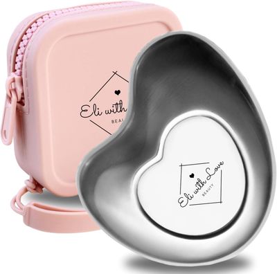 Eli with Love Advanced Stainless Steel Gua Sha GuaSha Board with Silicone Carry Case - Gua Sha Facial Tools for Skin Care - Metal Jaw Sculpting and Eyebrow Lifting Beauty Tool for Face Massage (Pink)