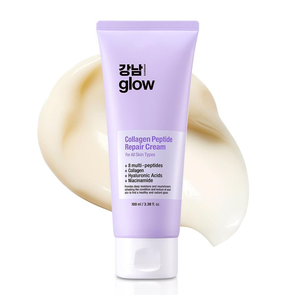 GANGNAM GLOW Collagen Peptide Repair Cream - Face Moisturizer with Collagen Peptides and Niacinamide, Day and Night Cream with Retinol, Korean Skin Care (3.38 fl.oz / 100ml)