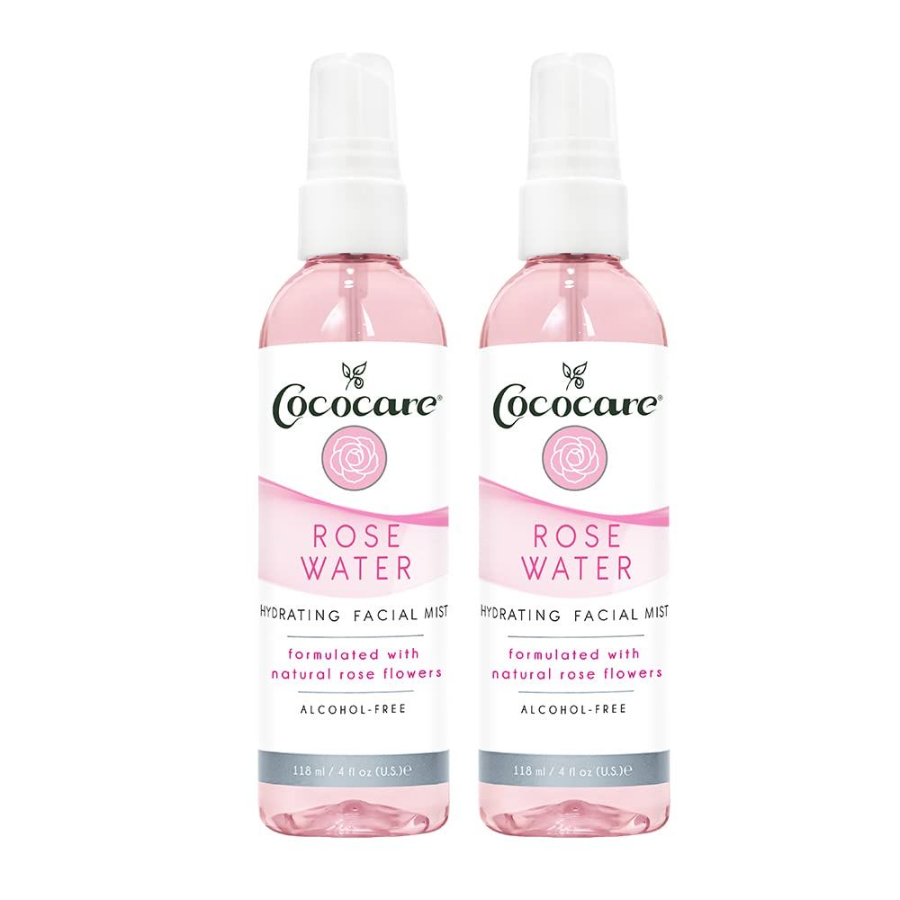 Cococare Rose Water Hydrating Facial Mist - Moisturizing &amp; Refreshing for All Skin Types - Lightly Scented Natural Fragrance - 2 Pack