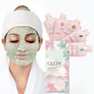A TYPICAL Jelly Mask for Facials Professional, Hydrojelly Mask for Facials, 5 Pack Kiwi, Rose, Aloe, Lavender &amp; Gold Powder Peel Off, Esthetician Spa-Quality Face Skincare Mask.