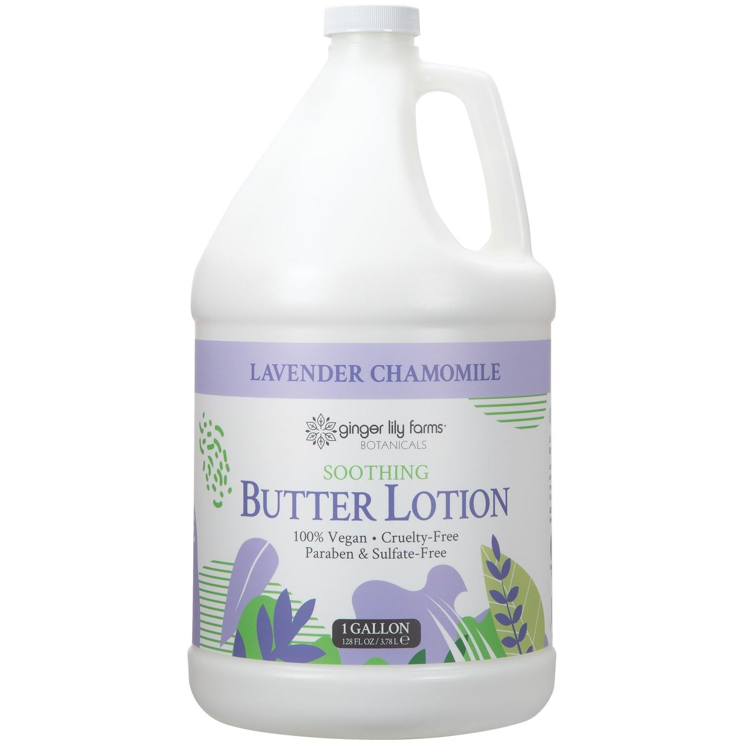 Ginger Lily Farms Botanicals Soothing Butter Lotion for Dry Skin, 100% Vegan &amp; Cruelty-Free, Lavender Chamomile Scent, 1 Gallon Refill (128 fl oz)