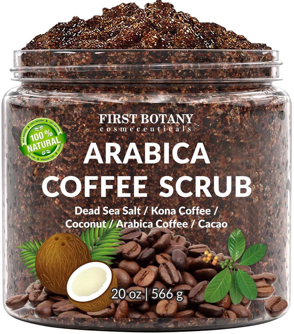 First Botany Cosmeceuticals, 100% Natural Arabica Coffee Scrub with Organic Coffee Coconut &amp; Shea Butter, 20 oz