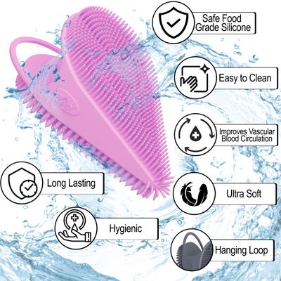 Avilana Silicone Face Scrubber- Dual Sided Manual Facial Cleansing Brush -Face Scrubber and Exfoliator- Deep Cleansing for All Skin Type (Pink)