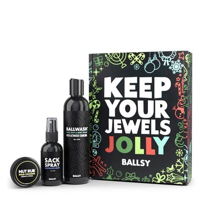 Ballsy Gift Set For Men, Jolly Jewels Pack, Includes Body Wash, Deodorizing Spray, and Cologne Rub, Men Hygiene Products, Mens Body Care, Ball Wash For Men Christmas Gift pack, Citrus &amp; Cedar