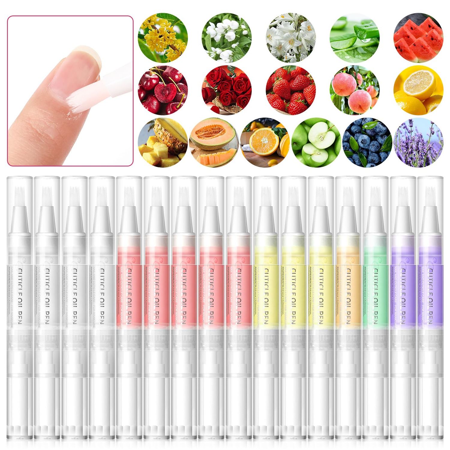 COSCELIA 16 pcs Cuticle Oil Pens Bulk for Nails Cuticle Revitalizer Oil Pens Set Nail Care Nourishment Treatment Moisturized Repair Pen Manicure Tools for Gel Nails