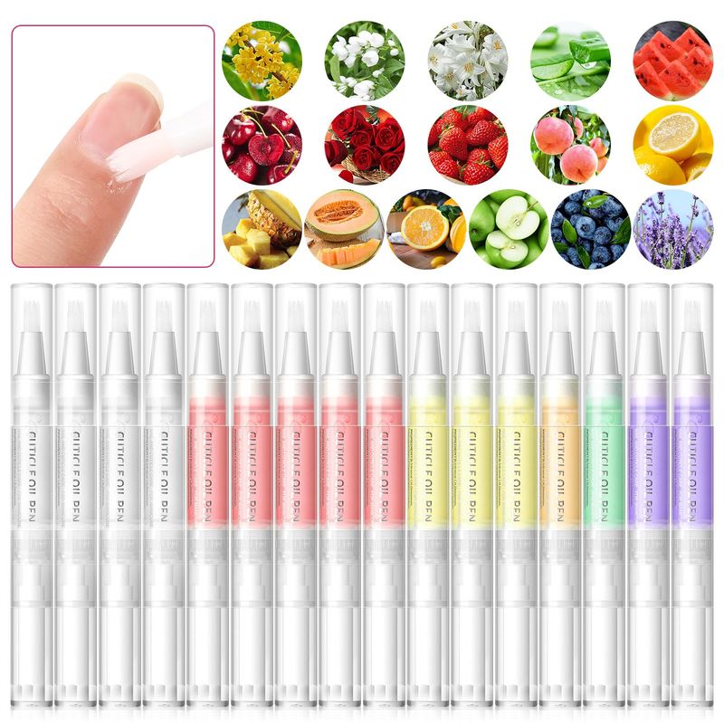 COSCELIA 16 pcs Cuticle Oil Pens Bulk for Nails Cuticle Revitalizer Oil Pens Set Nail Care Nourishment Treatment Moisturized Repair Pen Manicure Tools for Gel Nails