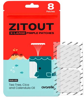 AVARELLE Acne Patches XL, FSA HSA Acne Patch Large | Pimple Patches for Face Cheek &amp; Nose (8 Count) | Large Hydrocolloid Acne Treatment with Tea Tree, Calendula, &amp; Cica by ZITOUT
