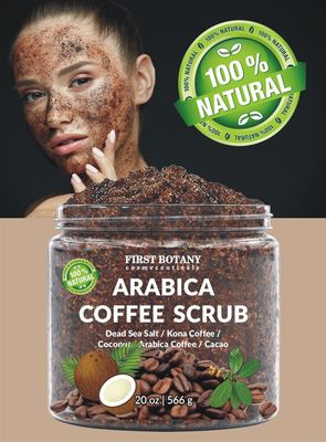 First Botany Cosmeceuticals, 100% Natural Arabica Coffee Scrub with Organic Coffee Coconut &amp; Shea Butter, 20 oz