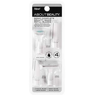 About Beauty Sonic Complete Beauty-Wand Refill Blades for Exfoliating, 4 Pack - Includes Facial Blade, Bikini Blade, Brow Blade &amp; Body Blade