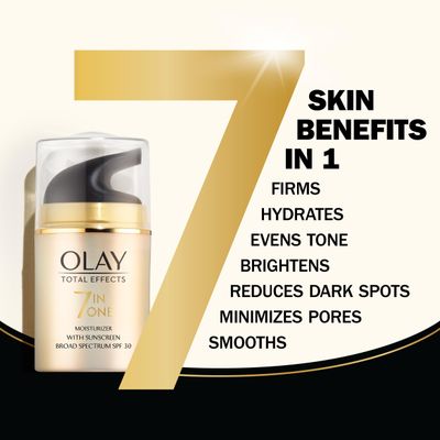 Facial Moisturizing Lotion SPF 30 by Olay Total Effects for Dry Skin, 7 Benefits including Minimize Pores, Anti-Aging, 1.7 oz