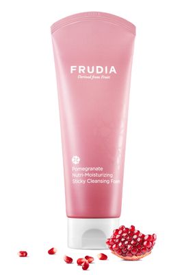 FRUDIA WELCOS Pomegranate Nutri-Moisturizing Sticky Cleansing Foam | Korean Skin Care Face Cleanser for Firmness &amp; Hydration | Facial Cleanser w/Adenosine &amp; Pomegranate Extract (4.90 fl oz)