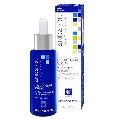 Andalou Naturals Collagen + Hyaluronic Acid Serum for Face, Deep Hydration Life Boosting Face Serum, Helps Improve Skin Elasticity, Day &amp; Night Hydrating Serum, 1 Fl. Oz.