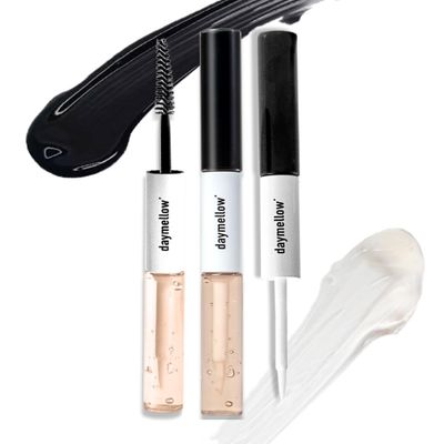 daymellow All Day Eyelash Dual Serum 0.34fl.oz/10ml, 2-in-1, Eyelash Serum, Black Beans, Peptide, Panthenol, Enhancing, Eyebrow Growth Serum, Longer, Thicker, Lash Serum, Vegan, Korean Skincare