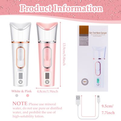 2 Pieces Handy Nano Mist Sprayer with Skin Analyzer Moisture Tester Portable Nano Facial Mister Face Steamer Atomization Mini Eyelash Extensions USB Rechargeable Moisturizing &amp; Hydration for Skin Care