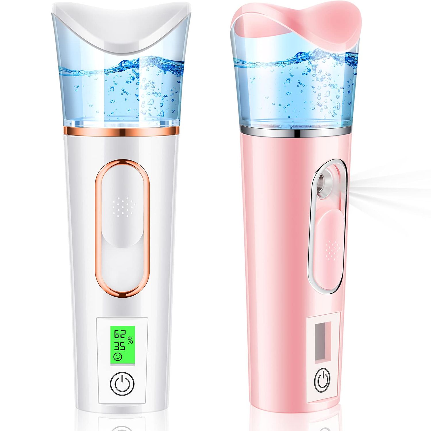 2 Pieces Handy Nano Mist Sprayer with Skin Analyzer Moisture Tester Portable Nano Facial Mister Face Steamer Atomization Mini Eyelash Extensions USB Rechargeable Moisturizing &amp; Hydration for Skin Care
