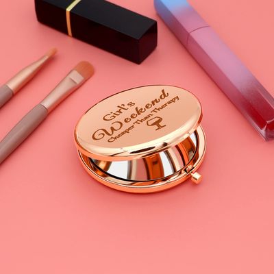 2 PCS Girls Weekend Gift for Girls Getaway Gift Compact Makeup Mirror Friendship Gift Trip Gift for Teens Sister Best Friend Daughter Bachelorette Party Gift Vacation Gift Travel Makeup Mirror 2 Pack