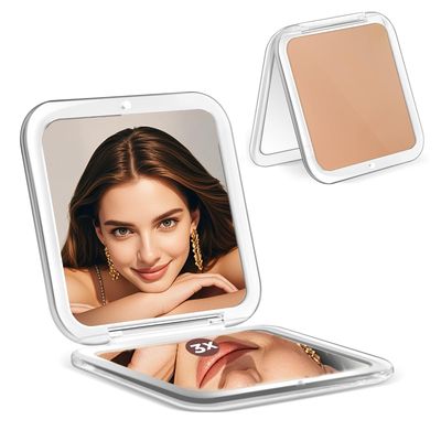 CYHTSHFZ Compact Mirror, 1X/3X Magnifying Makeup Mirror, Pocket Mirror for Purse, Handheld Travel Makeup Mirror, Mini Travel Essentials for Women, Purse Essentials for Girls