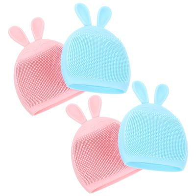 4pcs Paw Lovely Scrubbies Cartoon Massage Scrubby Face Bunny Silicone Pad Shape Rabbit Scrub Cat Tool Removing Facial Exfoliator for Cleansing Scrubber Pore Exfoliating