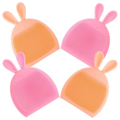 4pcs Paw Lovely Scrubbies Cartoon Massage Scrubby Face Bunny Silicone Pad Shape Rabbit Scrub Cat Tool Removing Facial Exfoliator for Cleansing Scrubber Pore Exfoliating