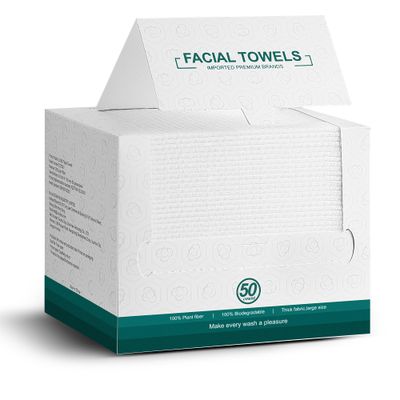 Disposable Face Towels,Extra Thick Soft Clean Facial Towels,Super Absorbent,Biodegradable Dry Wipes,Cruelty-Free Facial Washcloth for Sensitive Skin,Travel,Makeup Remover,50 Count,7.9&quot;12&quot;