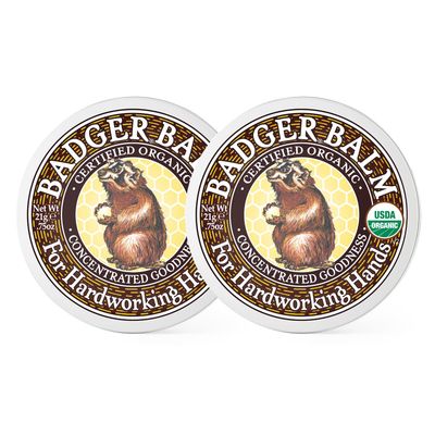 Badger - Hardworking Hands Healing Balm, Aloe Vera &amp; Wintergreen, Working Hand Balm, Balm, for Dry Hands, Hand Moisturizer Balm, Certified Organic Hand Balm, Hand Repair Balm, 0.75 oz (2 Pack)