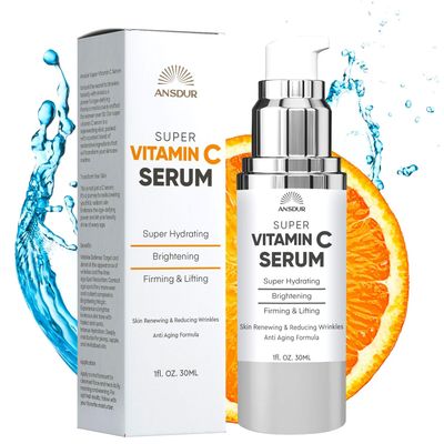 ANSDUR Super Vitamin C Serum for Women over 70: Hyaluronic Acid Serum for Face, Dark Spot Remover and Wrinkle Reduction - Lifting, Smoothing, Moisturizing, All in One Skin Care Formula, 1 fl oz